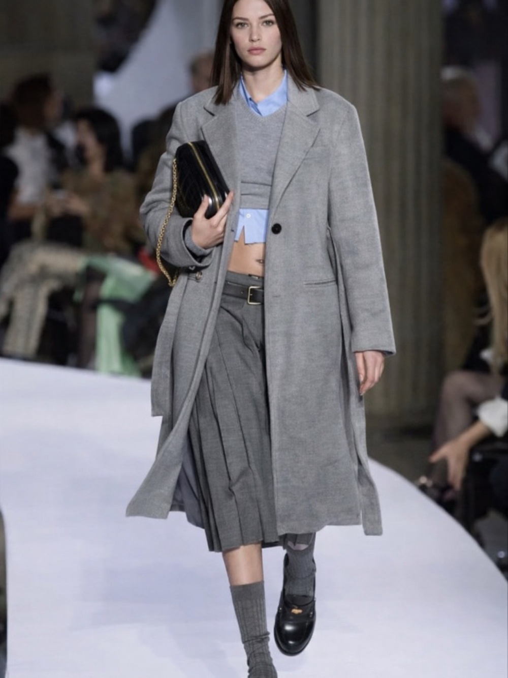Missguided Long Gray Wool-Blend Overcoat